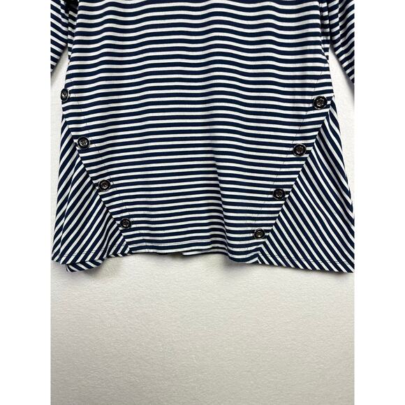 Southern Lady navy blue & white striped tunic  size small New England nautical￼ - Picture 2 of 8